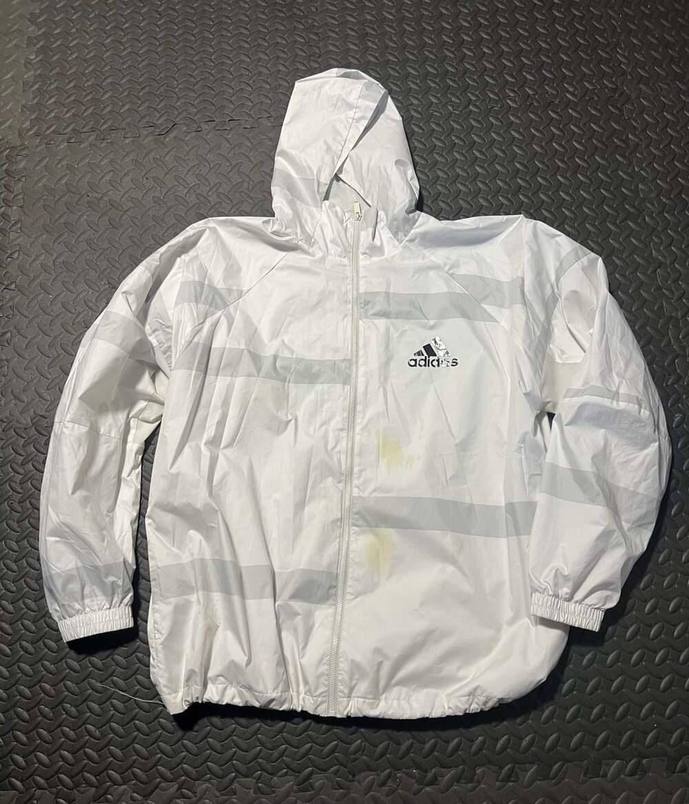 Adidas Windbreaker Jacket Size XL White Hooded Full Zip